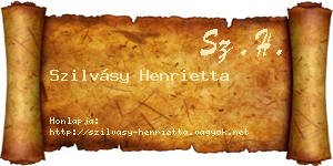 Szilvásy Henrietta névjegykártya